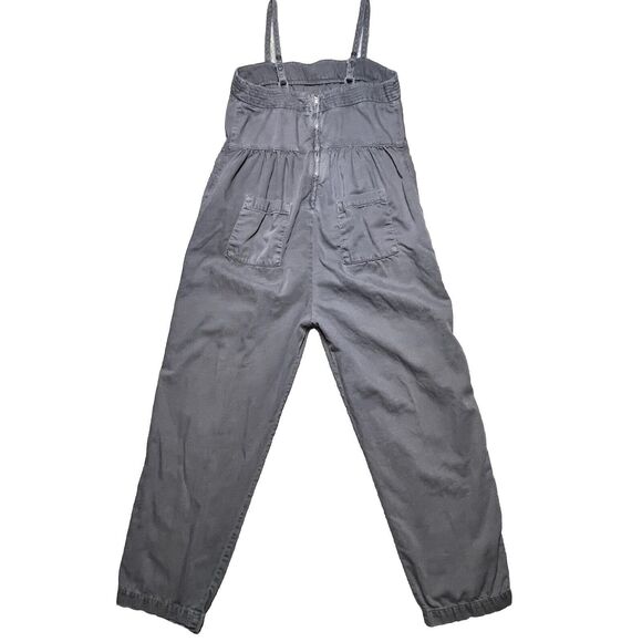 Anthropologie Equinox Postmark Jumpsuit Womens Small Apron Gray Overalls Linen - Picture 7 of 14